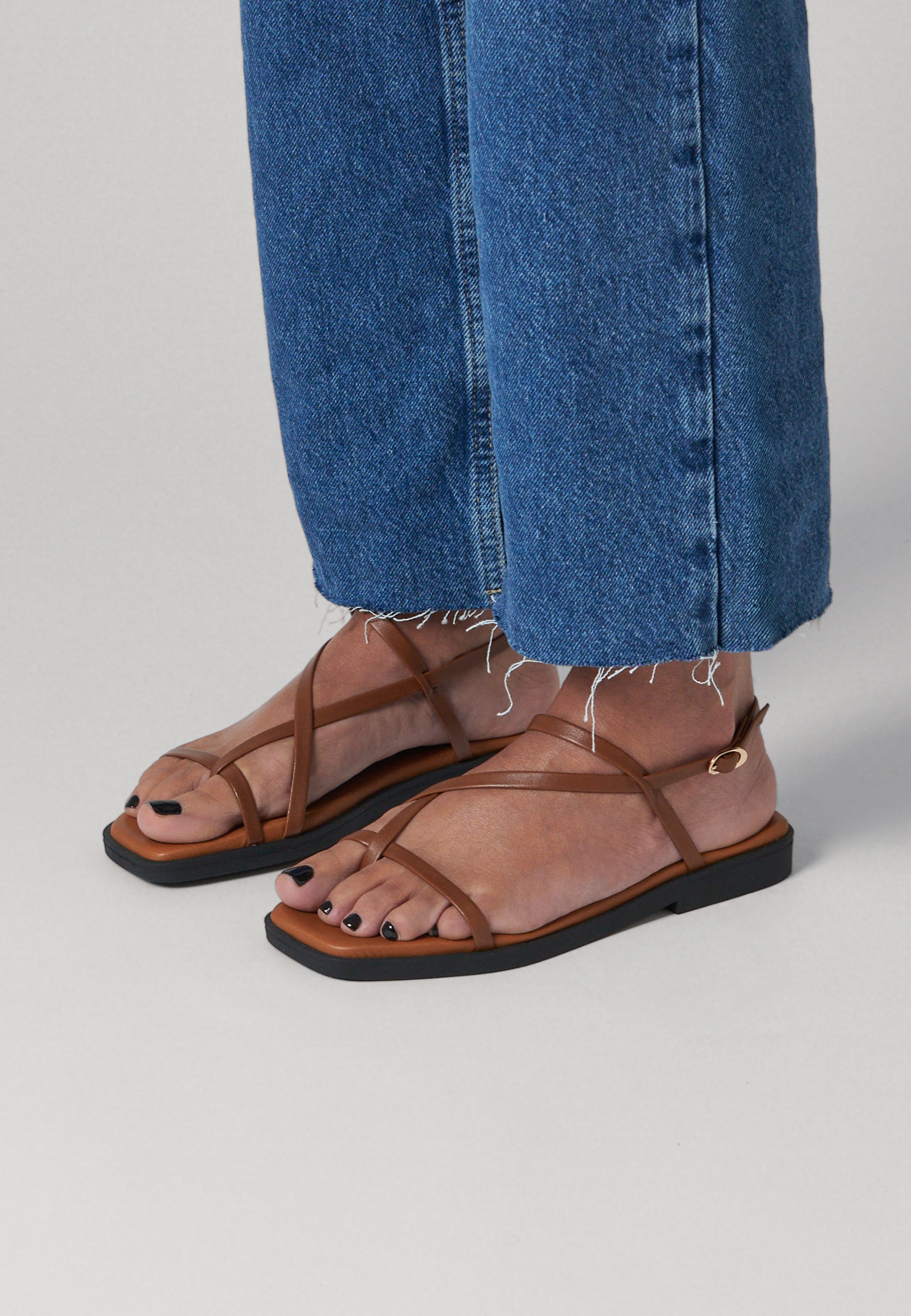 Strappy Sandals - Camel Leather